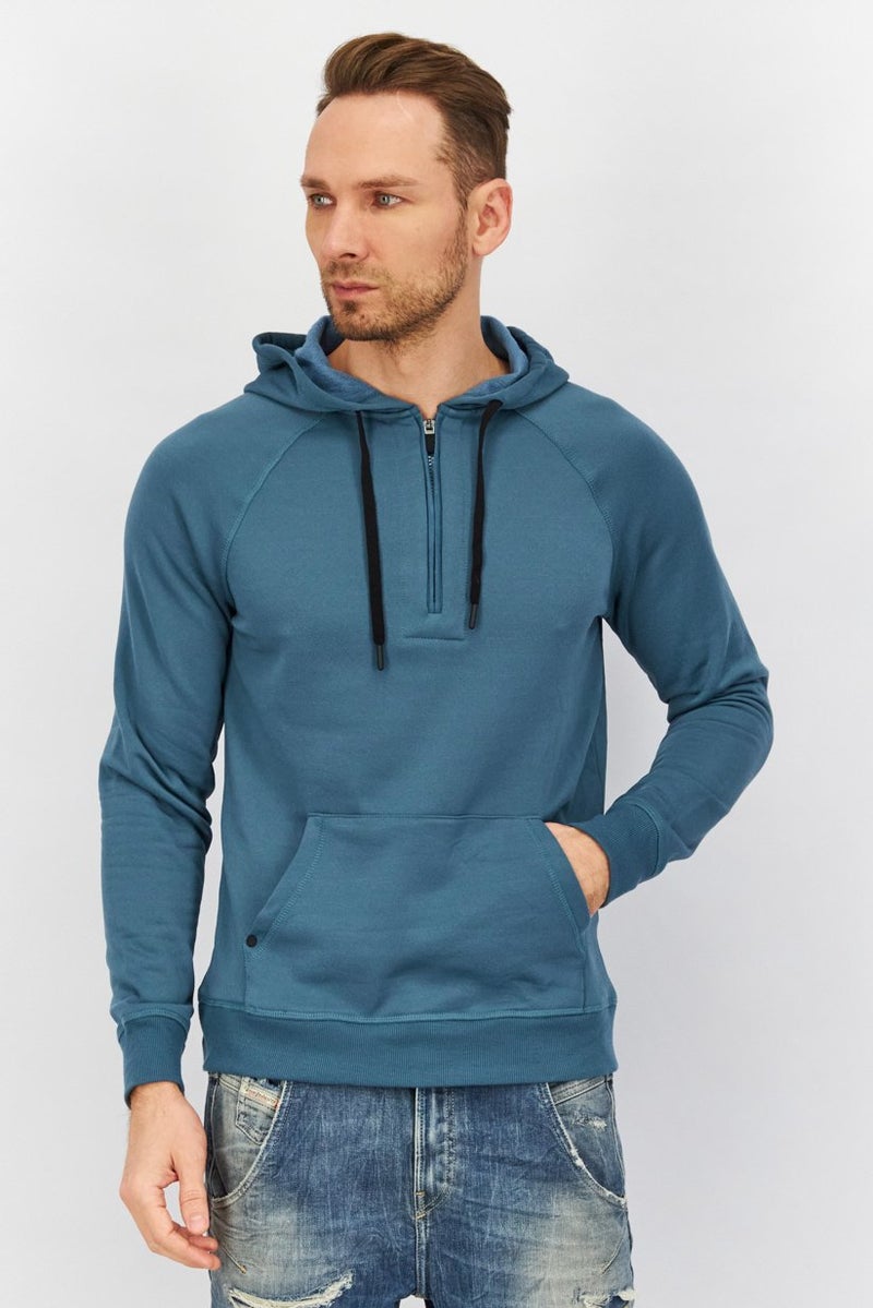 Natori Men Hood With Drawstring Plain Sweatshirt, Tale Green - Image 1