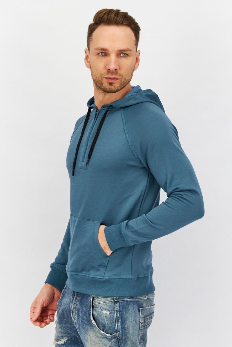 Natori Men Hood With Drawstring Plain Sweatshirt, Tale Green - Image 3