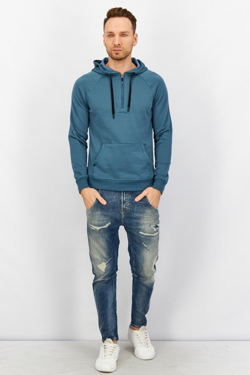 Natori Men Hood With Drawstring Plain Sweatshirt, Tale Green - Image 2