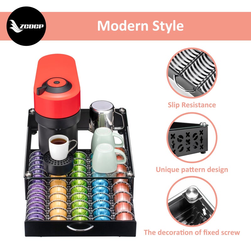 ZCDCP for Coffee Pod Holder, Vertuo Pod Holder Drawer Glass Top Coffee Pod Organizer Storage (50 Pods Capacity) - Image 3