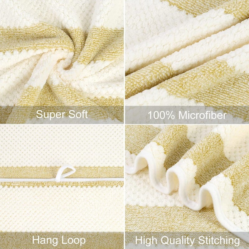 JML Microfiber Bath Towels Set, 2 Pack, 30" x 60", Oversized, Soft, Super Absorbent, Fast Drying, Perfect for Sauna, Shower, Sport, Fitness, Yoga, Waffle Stripe Light Brown - Image 4