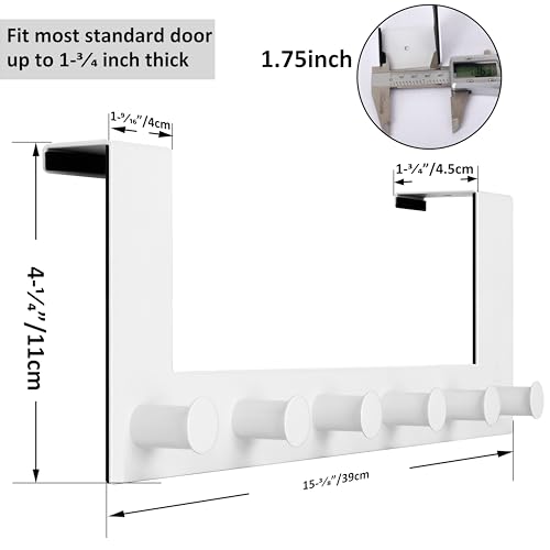 WEBI Over The Door Hooks,Door Hanger,Over The Door Towel Rack,6 Peg Hooks for Hanging,Door Coat Hanger Over The Door Coat Rack for Towels,Clothes,Behind Back of Bathroom,White - Image 2