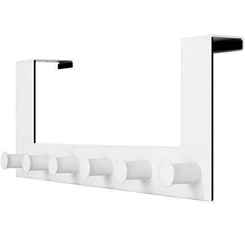 WEBI Over The Door Hooks,Door Hanger,Over The Door Towel Rack,6 Peg Hooks for Hanging,Door Coat Hanger Over The Door Coat Rack for Towels,Clothes,Behind Back of Bathroom,White - Image 1