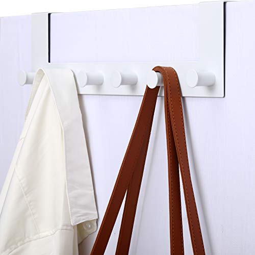WEBI Over The Door Hooks,Door Hanger,Over The Door Towel Rack,6 Peg Hooks for Hanging,Door Coat Hanger Over The Door Coat Rack for Towels,Clothes,Behind Back of Bathroom,White - Image 4