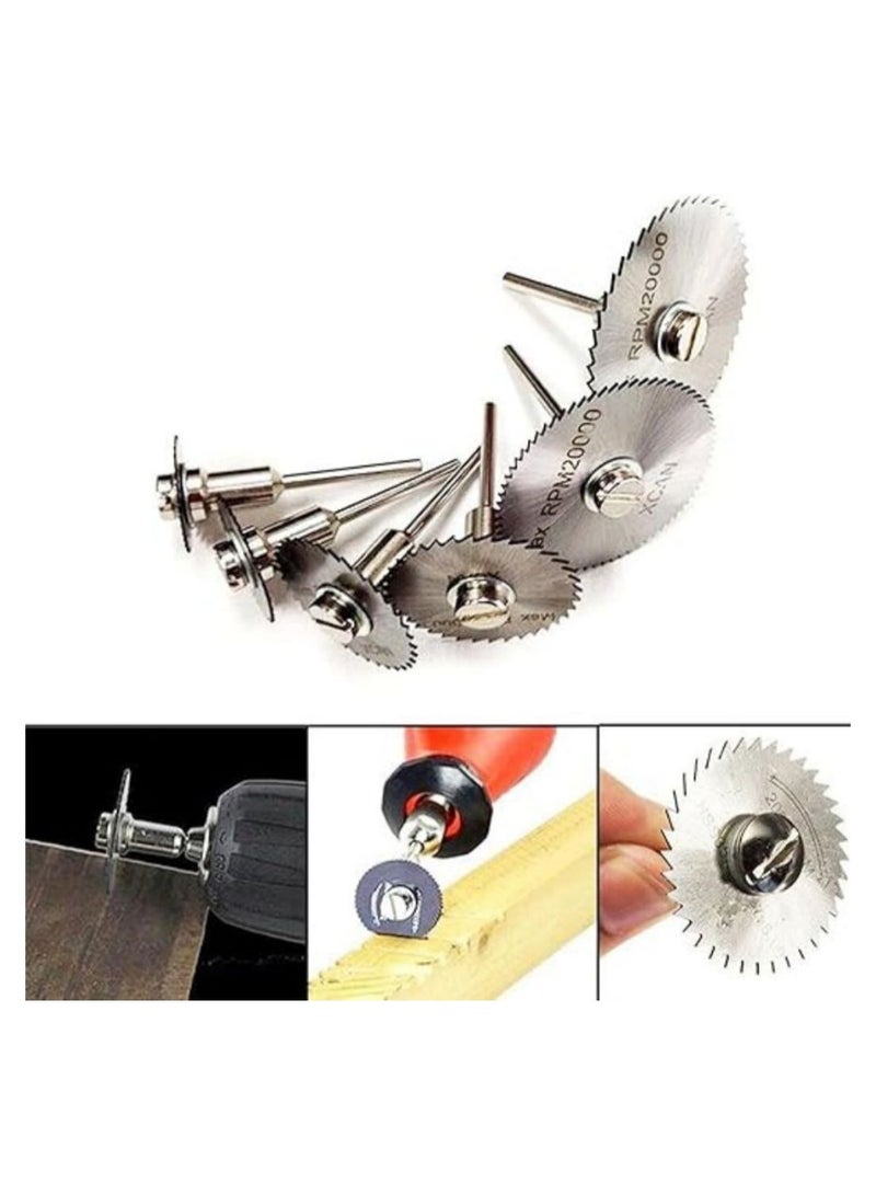 7Pcs HSS Rotary Blades Cutting Discs,  Circular Saw Blades, with Mandrel Cut-Off Circular Saw, Circular Saw Blades Kit Silver, Electric Grinding Tool Accessories - Image 3