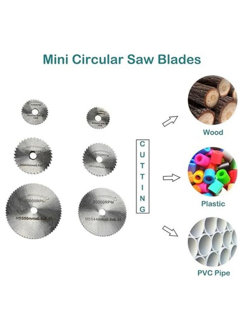 7Pcs HSS Rotary Blades Cutting Discs,  Circular Saw Blades, with Mandrel Cut-Off Circular Saw, Circular Saw Blades Kit Silver, Electric Grinding Tool Accessories - Image 2