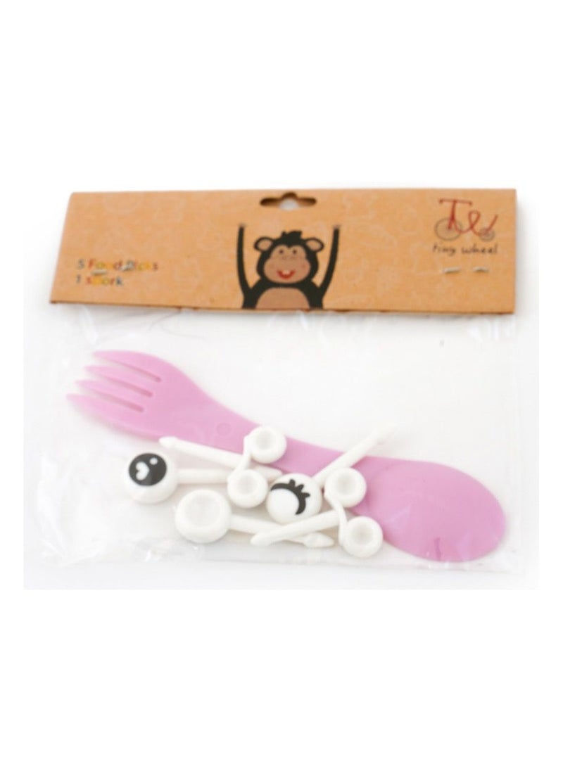 TINY WHEEL Tiny Wheel Sporks With 5 Picks - Pink  - Image 2