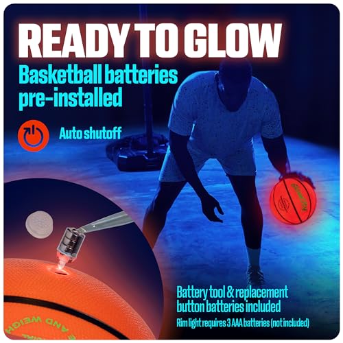 GlowCity Glow in the Dark Basketball with Rim Light - Size 7 Light Up Ball for Teen Boys Gifts, Adults - Glowing Red for Night Outdoor Games - Cool Sports Birthday Gift Ideas for Boys Ages 12 13 14 15 - Image 4