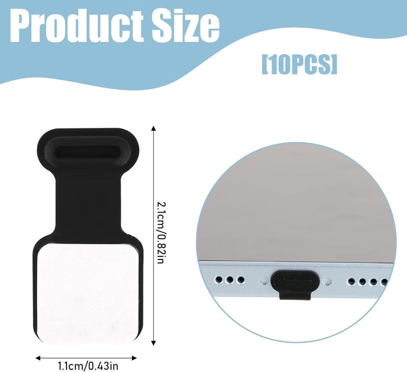 MAK Type C Charging Port Dust Protection Caps, USB C Anti-Lost Dust Plugs Silicone Protectors Type C Plug Covers with Removable Adhesive Compatible with Mobile, Laptop (Black-6, Transparent-6) - Image 5
