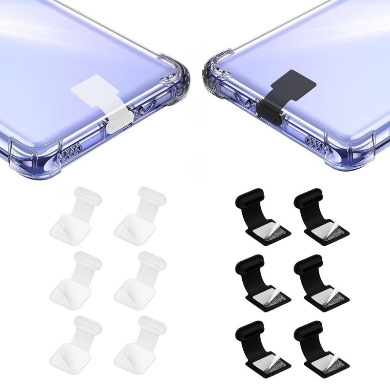 MAK Type C Charging Port Dust Protection Caps, USB C Anti-Lost Dust Plugs Silicone Protectors Type C Plug Covers with Removable Adhesive Compatible with Mobile, Laptop (Black-6, Transparent-6) - Image 4