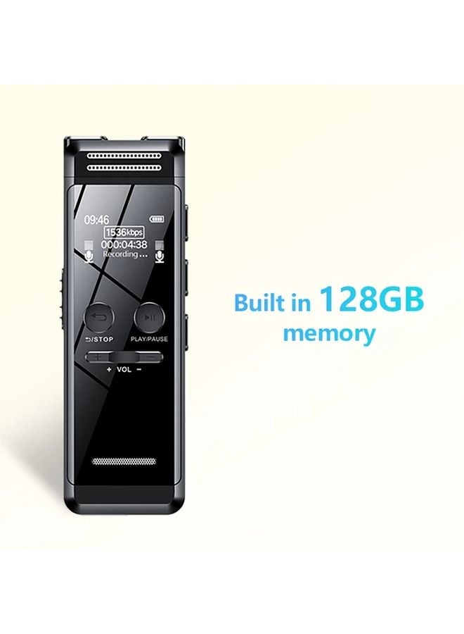 128GB Metallic Voice Recorder 1 Inch Screen MP3 Player USB C Fast Charge Noise Reduction - Image 1