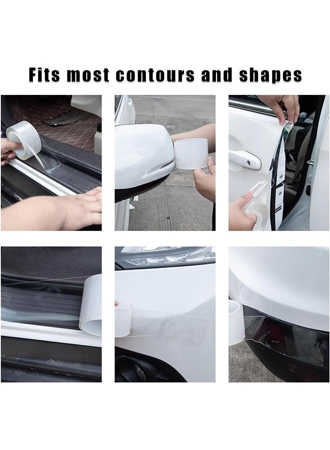 اتش واي واقيات حافة باب السيارة اللاصقة الشفافة المضادة للخدش ومضادة للتصادم وواقيات لوحة الجرجر مثالية للمصد الخلفي وحماية الباب بطول 33 قدما وعرض 2 بوصة - Image 3