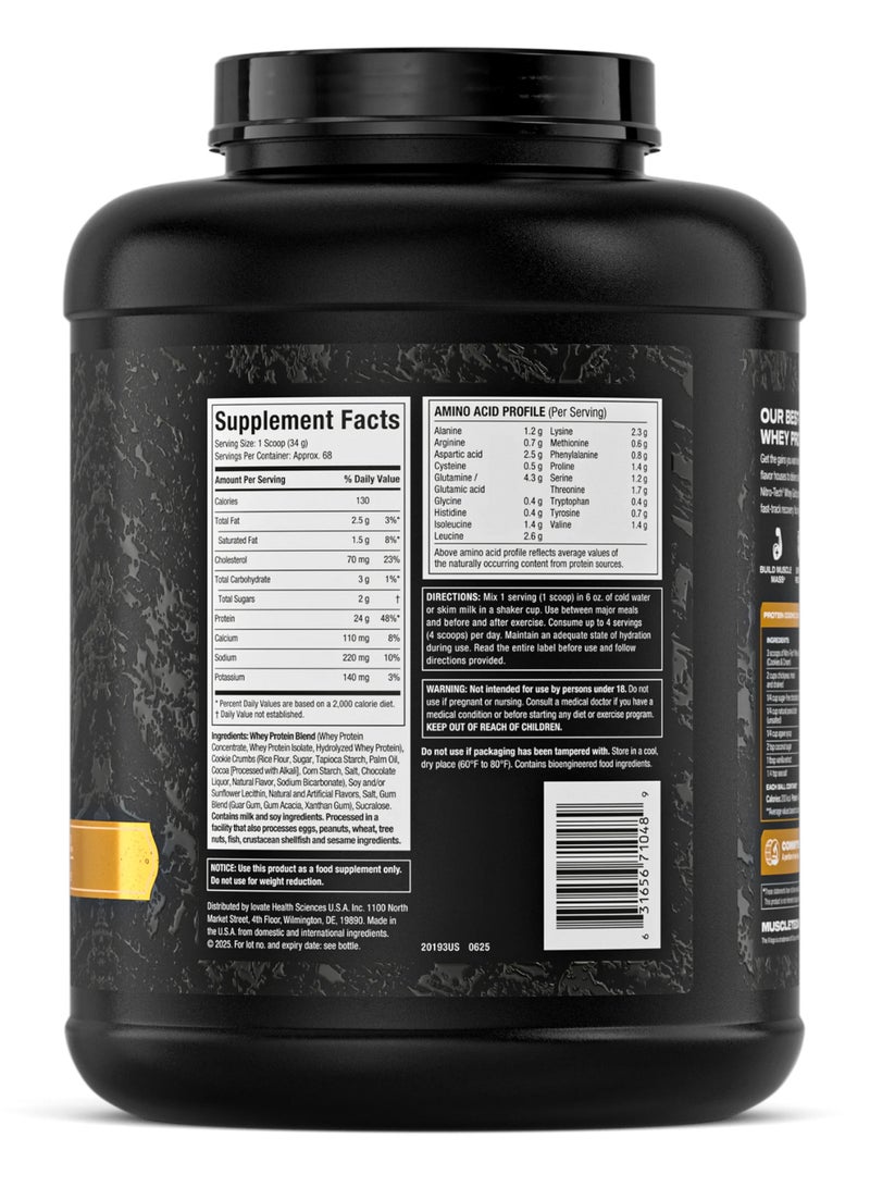 MuscleTech Nitro-Tech Whey Gold Gourmet Whey Protein Powder, Cookies & Cream Flavor, 24g Protein and 5.4g BCAAs for Muscle Recovery and Growth, 5.02 lbs (2.28 kg). - Image 2