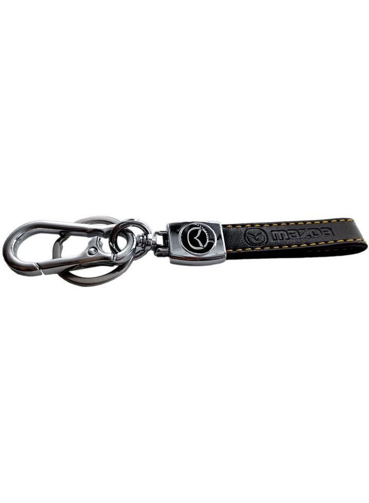 mazda MAZDA Car Key Chain, Metal Ring With PU Leather Strap Keychain, Home Key Chain 1 Pcs  - Image 3