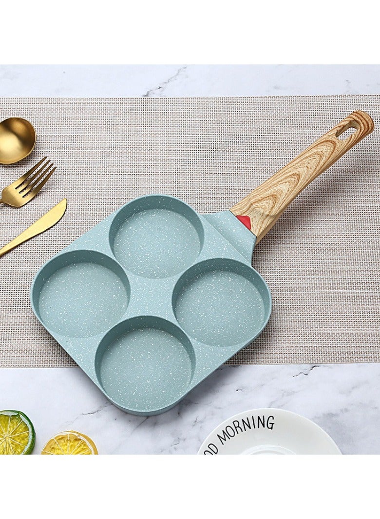XiuWoo New Design Fried Omelet Pan Egg Steak Burger Breakfast Non-stick 4 Hole Poached Egg Frying Pan with Wooden Handle  - Image 1