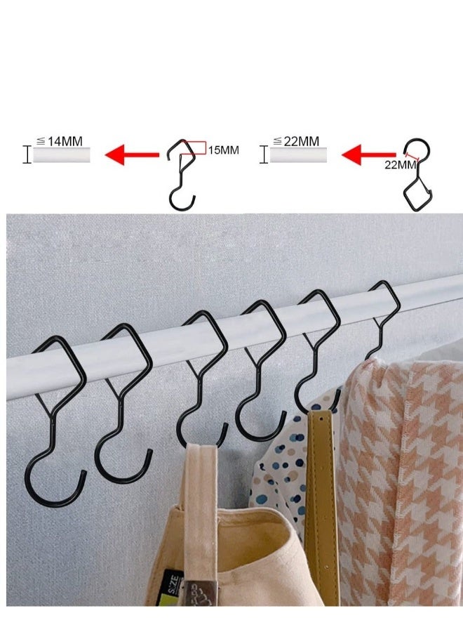15 قطعة شماعات على شكل حرف S للتعليق، شماعات معدنية بطول 4 بوصات، شماعات ثقيلة مقاومة للرياح مع أقفال أمان، مناسبة لتعليق النباتات، الملابس، أدوات المطبخ، الأواني والمقالي (أسود) - Image 2