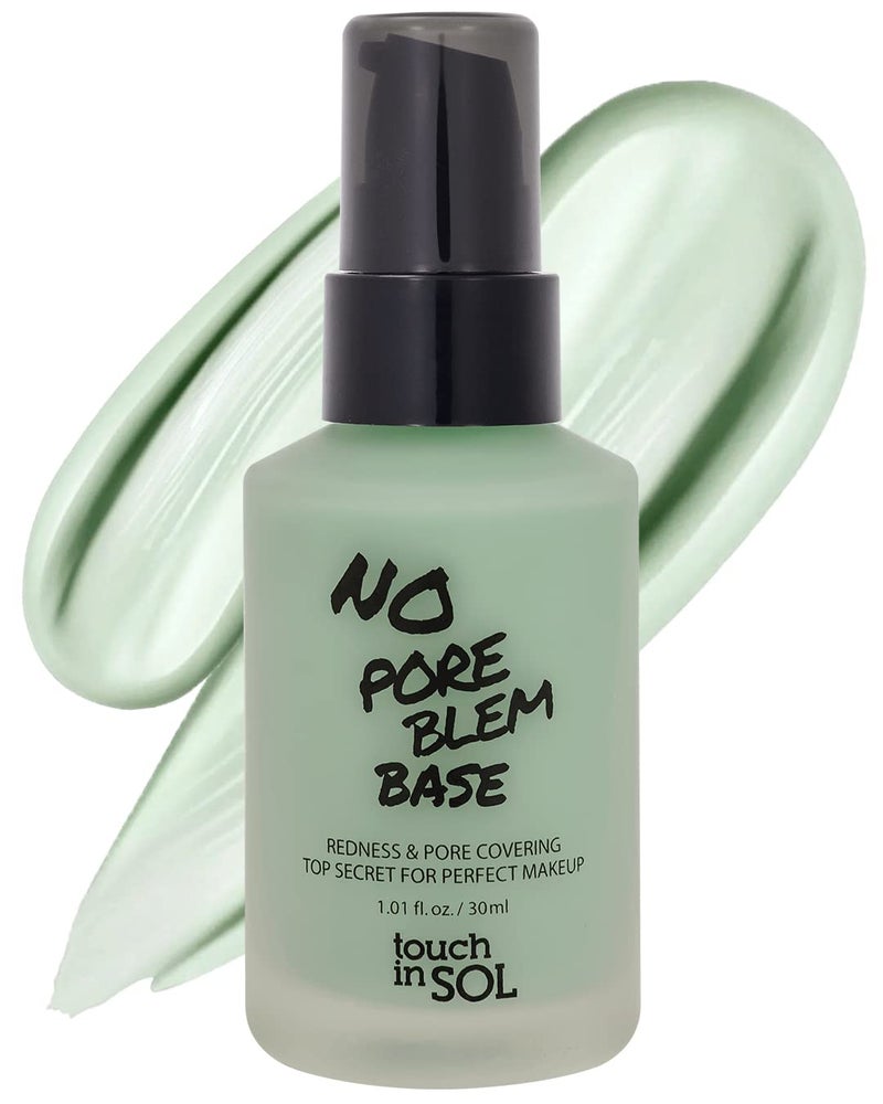 TOUCH IN SOL Redness Correcting Base Primer 1.01 fl.oz. - Pore Minimizing Green Toned Makeup Base - Tone Neutralizing before Foundation - Minimize Rosacea, Redness - No Pore Blem Primer Base - Image 1