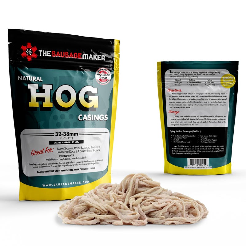 The Sausage Maker® Natural Hog Sausage Casings 32-38mm, Edible Casing For Sausage Making, Stuff Over 25 Lbs Meat, Breakfast, Italian, Polish, Bratwurst, Hot Dog, Pork Links, 1.2-1.5" Dia, Home Pack-1 - Image 2