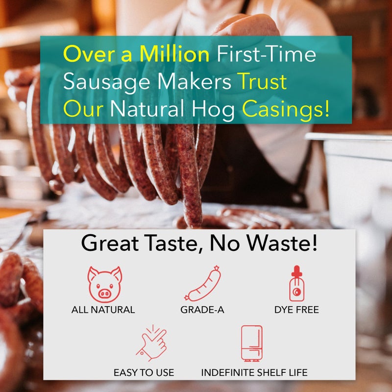 The Sausage Maker® Natural Hog Sausage Casings 32-38mm, Edible Casing For Sausage Making, Stuff Over 25 Lbs Meat, Breakfast, Italian, Polish, Bratwurst, Hot Dog, Pork Links, 1.2-1.5" Dia, Home Pack-1 - Image 5