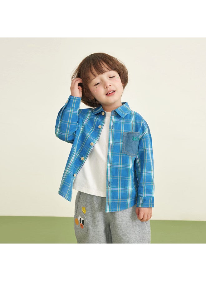 Cotton] Boys' Plaid Shirt, Spring/autumn Style, Children's Long Sleeve Shirt, Toddler/kids' Jacket - Image 3