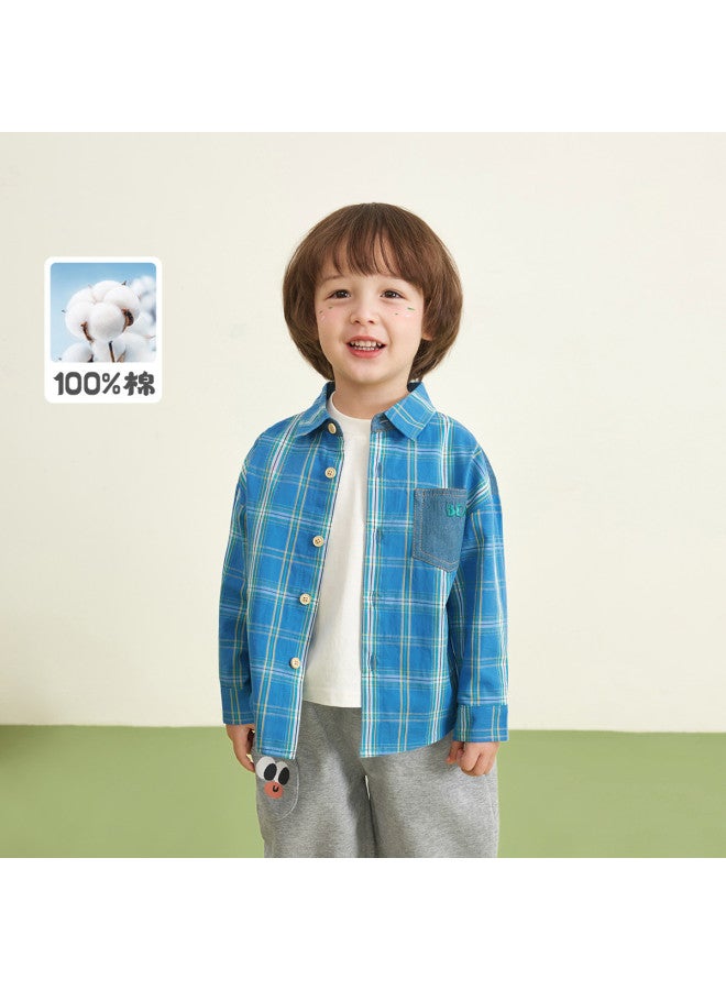 Cotton] Boys' Plaid Shirt, Spring/autumn Style, Children's Long Sleeve Shirt, Toddler/kids' Jacket - Image 2