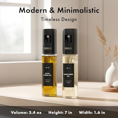 EDELHAUS Oil Sprayer Set of 2 Oil Spray Bottle Made of Stainless Steel Glass for Healthy Cooking Sprayer for Precise Dosage for Cooking Oil Vinegar Including 20 Labels Funnel - Image 3