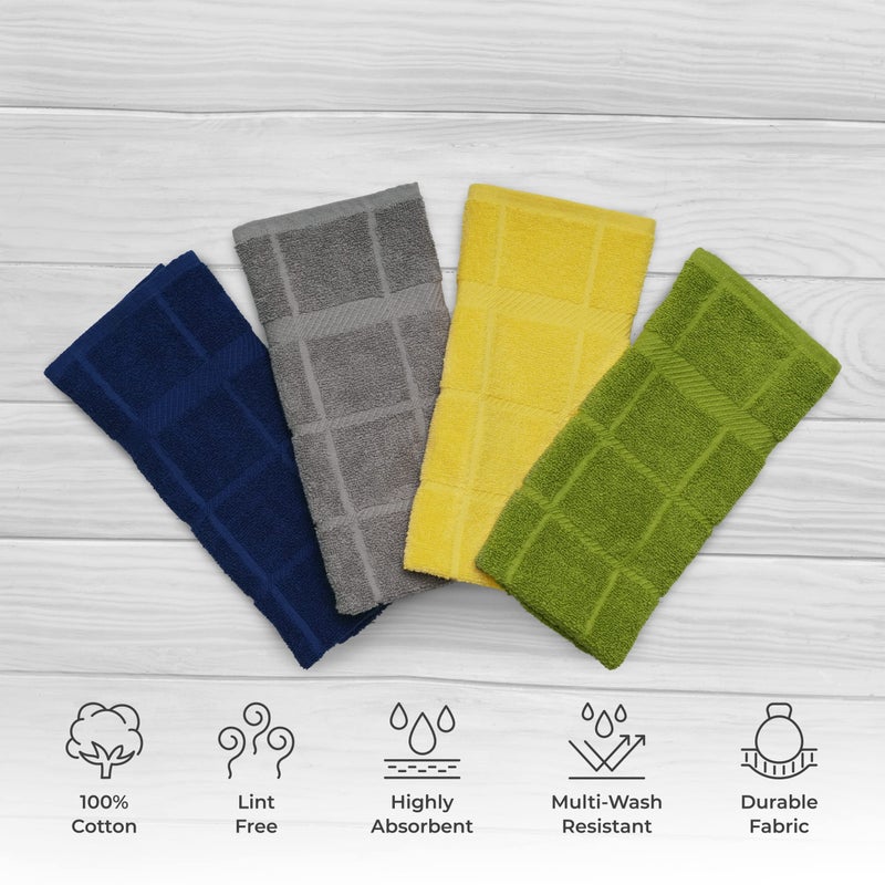 Mellow Buff 100% Cotton Terry Dish Towels, 4 Pack Solid, 16 x26 Inches, Super Soft and Absorbent Kitchen Towels, Perfect for Kitchen Cleaning and Dish Washing | Assorted - Image 2