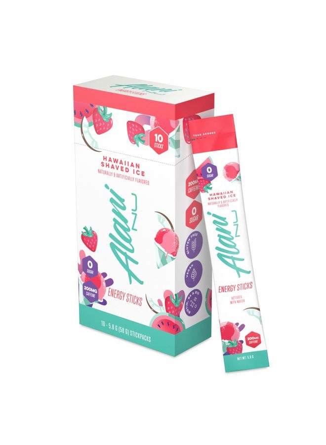 Alani Nu Hawaiian Shaved ICE Energy Sticks | Energy Drink Powder | 200mg Caffeine | Pre Workout Performance with Antioxidants | On The Go Drink Mix | Biotin B Vitamins | Zero Sugar | 10 Pack  - Image 1