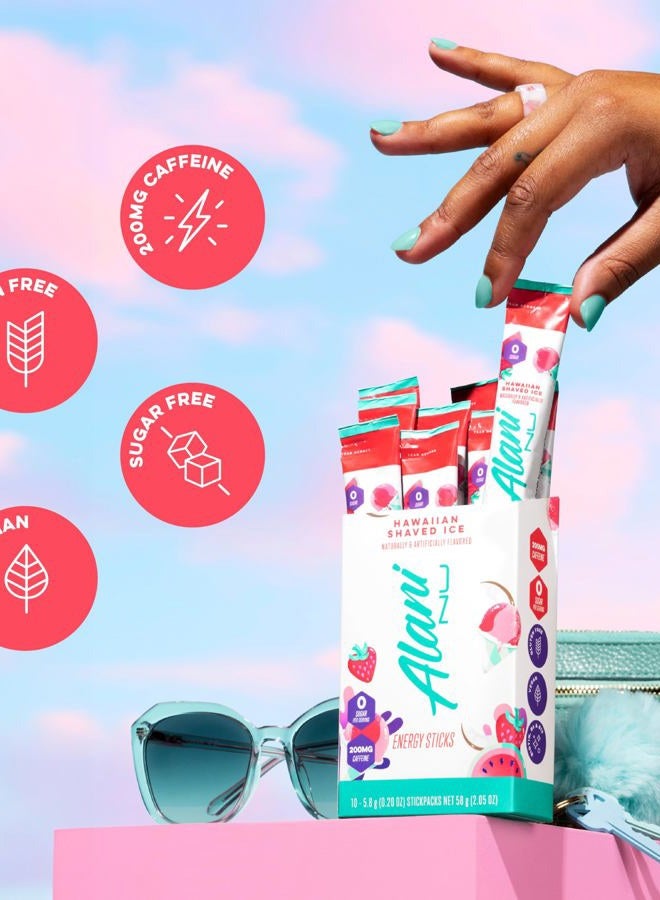 Alani Nu Hawaiian Shaved ICE Energy Sticks | Energy Drink Powder | 200mg Caffeine | Pre Workout Performance with Antioxidants | On The Go Drink Mix | Biotin B Vitamins | Zero Sugar | 10 Pack  - Image 5
