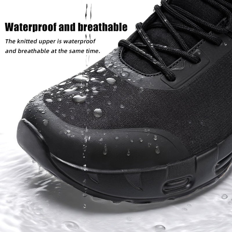 KEFUWU Military Tactical Boots Men Wide Waterproof 6 Inches Lightweight Durable Side-Zip Combat Boots Work Hiking Non Slip Boots(9 Men,Black) - Image 2