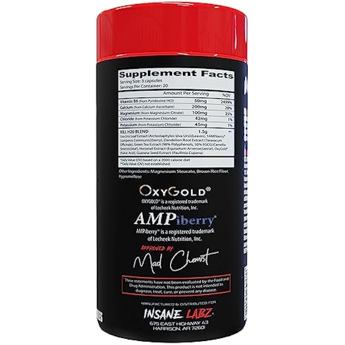 Insane Labz Kill H2O, AMPiberry Infused Diuretic, Reduce Water Retention and Bloating Relief with Dandelion Root and Green Tea Extract, 20 Servings - Image 2