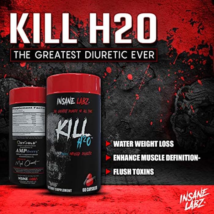 Insane Labz Kill H2O, AMPiberry Infused Diuretic, Reduce Water Retention and Bloating Relief with Dandelion Root and Green Tea Extract, 20 Servings - Image 4