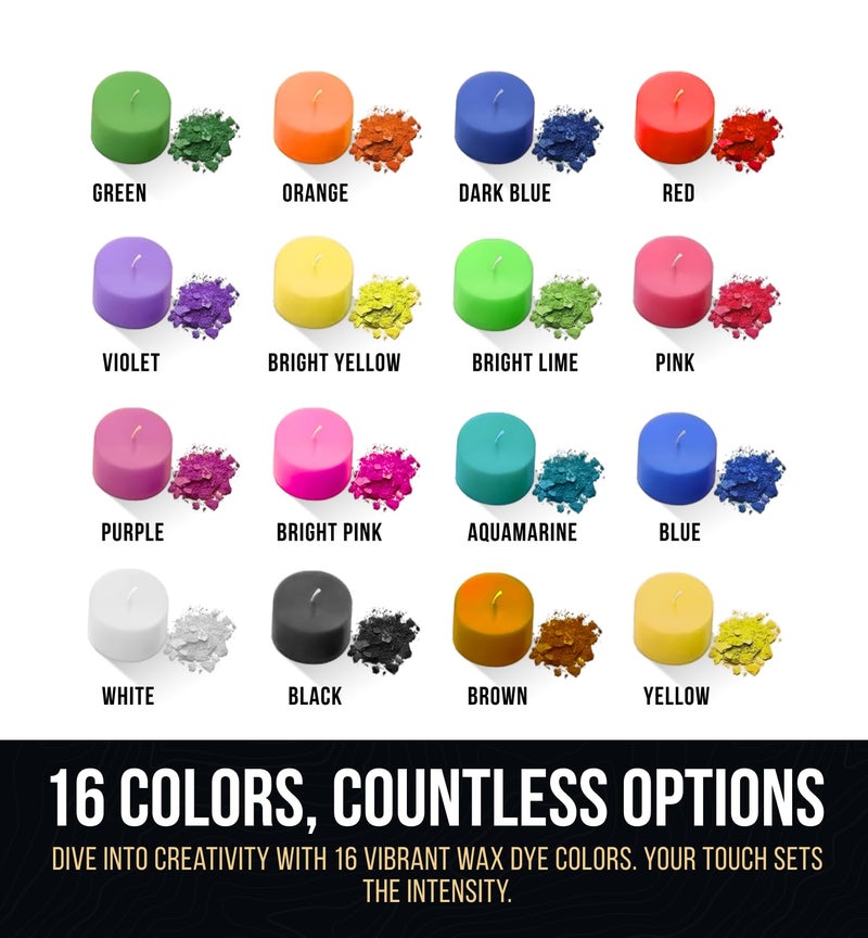 Craft911 Candle Color Dye for Soy Wax - 16 Colors (3g Each) Candle Wax Dye for Candle Making | Natural Cosmetic Grade Candle Dyes for Candle Making | Candle Dye - Image 2