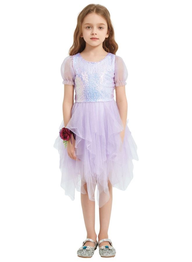 Loquat Girls Sequined Puff Sleeve Princess Dress Performance Costume - Image 1