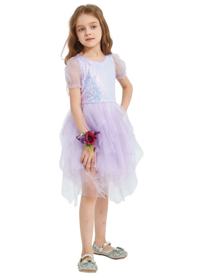 Loquat Girls Sequined Puff Sleeve Princess Dress Performance Costume - Image 2