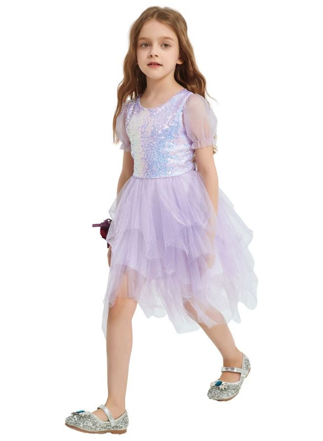 Loquat Girls Sequined Puff Sleeve Princess Dress Performance Costume - Image 5