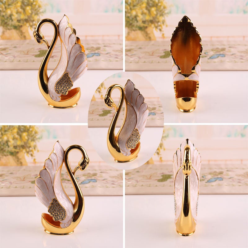 Household Creative Fruit Fork Cute Dessert Cake Fork European Style High-end Coffee Spoon Light Luxury Salad Spoon Set(Point Drill Swan [Golden White Spoon]]) - Image 5