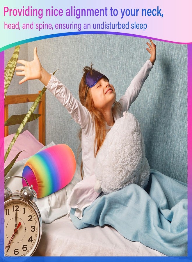 Barydat 2 Pcs Microbead Pillow Microbead Pillows Neck 11.4 x 6.3 in Body Support Microbead Bolster Cylindrical Pillow Colorful Rainbow Neck Pillow for Sleeping Travel Head Back Cervical Cushion - Image 4