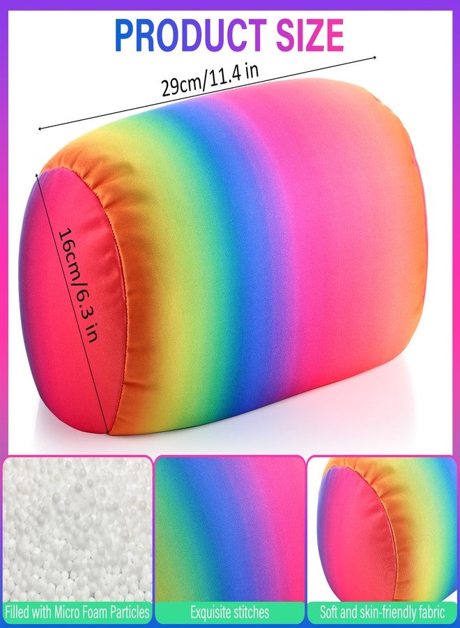 Barydat 2 Pcs Microbead Pillow Microbead Pillows Neck 11.4 x 6.3 in Body Support Microbead Bolster Cylindrical Pillow Colorful Rainbow Neck Pillow for Sleeping Travel Head Back Cervical Cushion - Image 2
