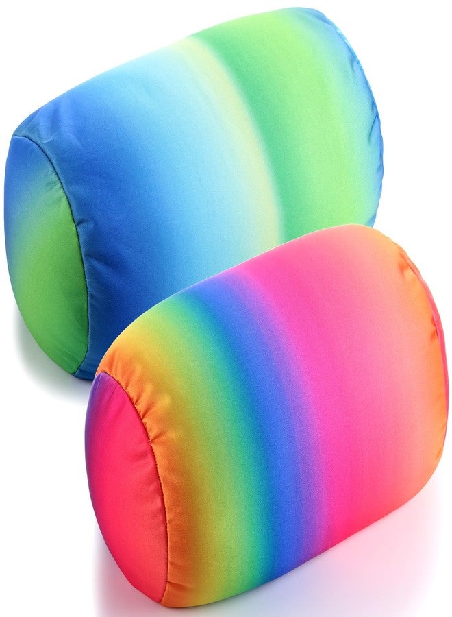 Barydat 2 Pcs Microbead Pillow Microbead Pillows Neck 11.4 x 6.3 in Body Support Microbead Bolster Cylindrical Pillow Colorful Rainbow Neck Pillow for Sleeping Travel Head Back Cervical Cushion - Image 1
