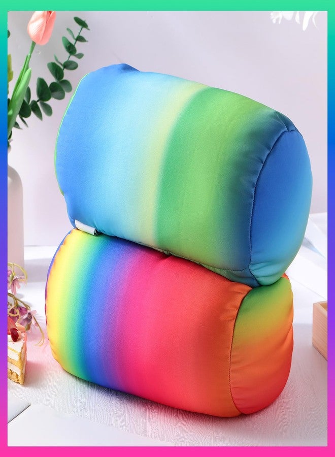 Barydat 2 Pcs Microbead Pillow Microbead Pillows Neck 11.4 x 6.3 in Body Support Microbead Bolster Cylindrical Pillow Colorful Rainbow Neck Pillow for Sleeping Travel Head Back Cervical Cushion - Image 3