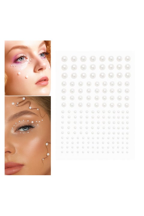 Self-adhesive White gemstones for face, nails and hair in various sizes