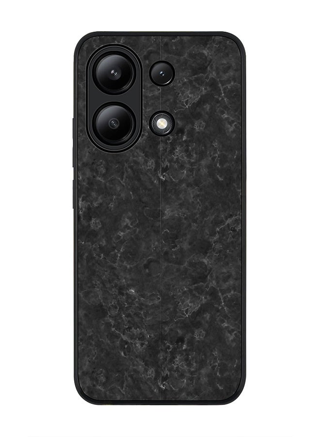 Stylizedd حافظة حواف سوداء متينة لهاتف Xiaomi Redmi Note 13 4G، حافظة ناعمة رفيعة مرنة من TPU جل - نسيج رخام أسود - Image 1