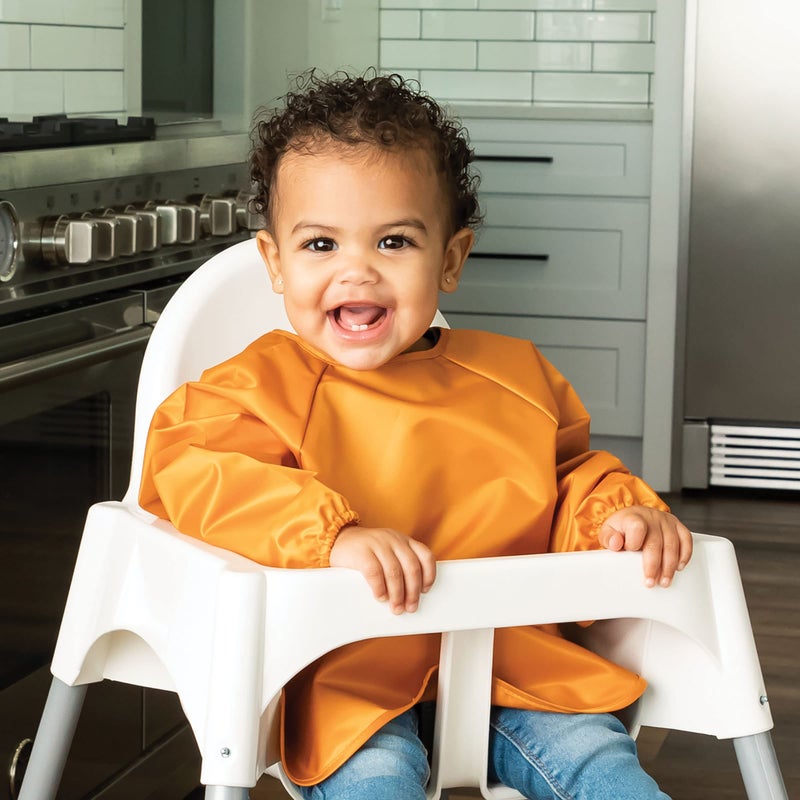 Tiny Twinkle Long Sleeve Bib for Babies & Toddlers | 2-Pack Waterproof Smock Bib for Eating | Machine Washable & Mess-Proof Feeding Essentials | Newborn Shower Gift (Sand Cinnamon,6â€“24M) - Image 3