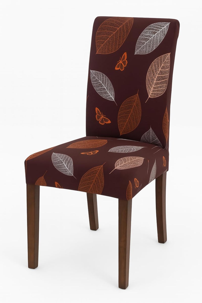 Homerz Premium Pack of 4 Elastic Stretchable Dining Chair Cover, Removable Washable Elastic Floral Printed Dining Chair Covers seat Cushion pad Wooden (Maroon Leaf, Pack of 4) - Image 4