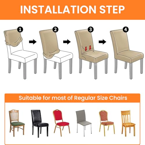 Homerz Premium Pack of 4 Elastic Stretchable Dining Chair Cover, Removable Washable Elastic Floral Printed Dining Chair Covers seat Cushion pad Wooden (Maroon Leaf, Pack of 4) - Image 5