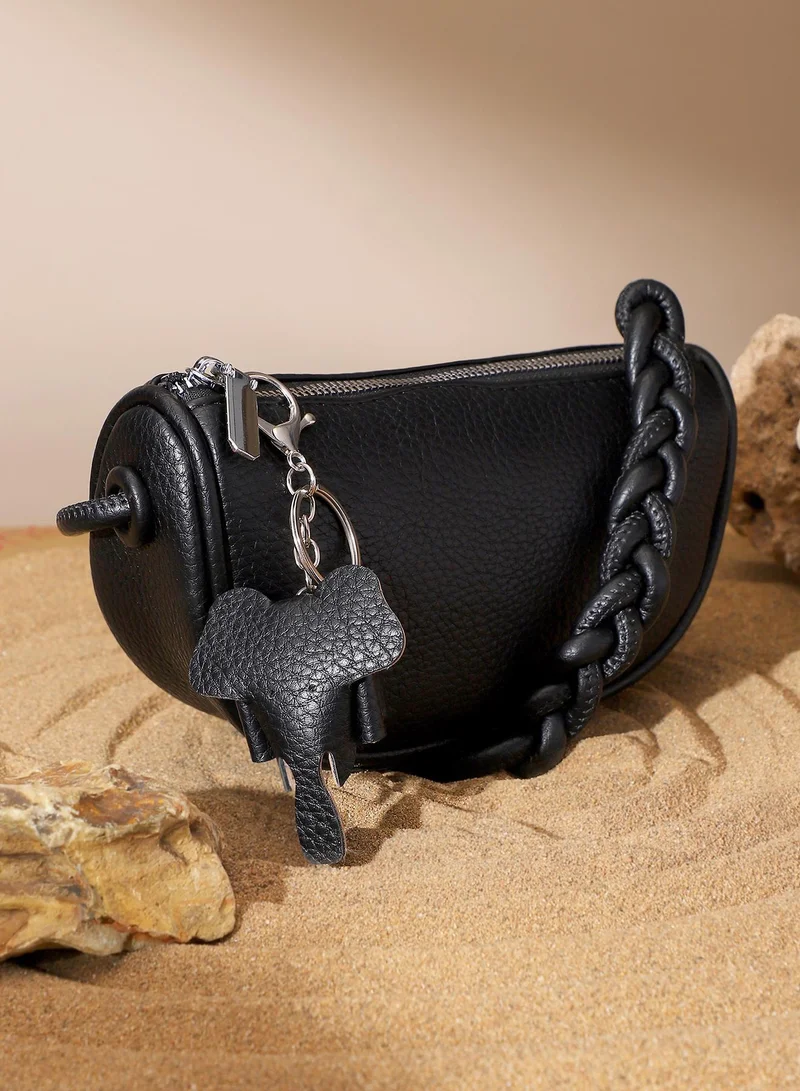 صوص هاوت حقيبة نسائية بحزام مجدول - أسود ليلي