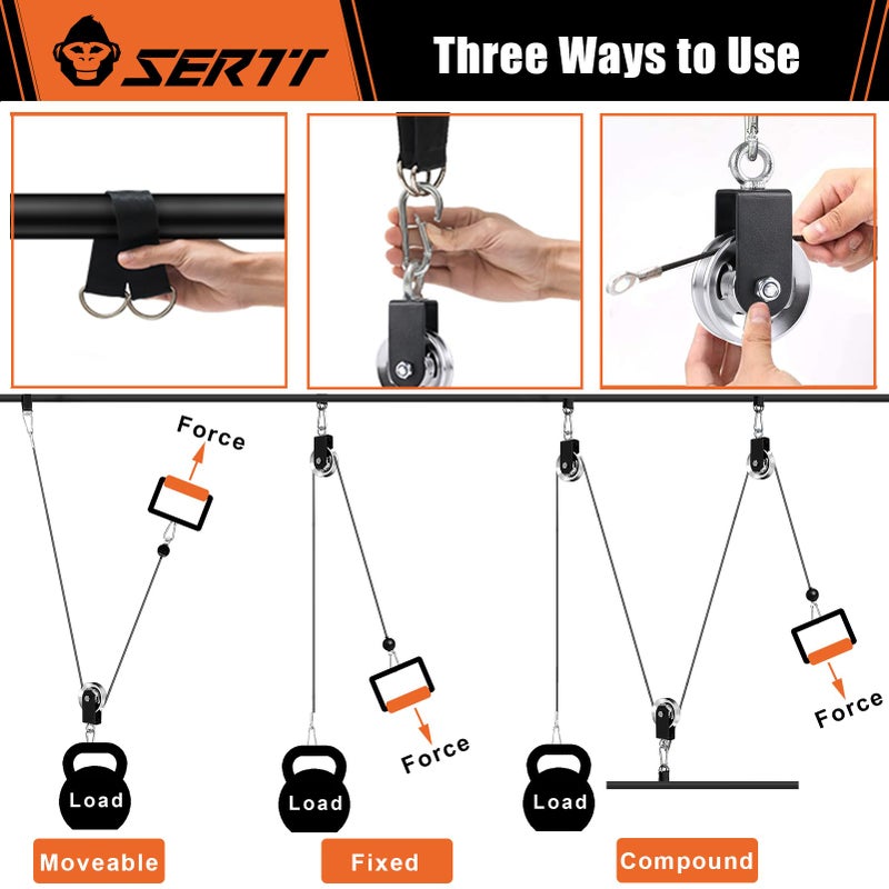 SERTT [1 Pack] Cable Pulley Wheel for Home Gym Pulley System, Upgraded 90mm Aluminium Alloy Gym Pulley for Maximum 660LBS Load - Image 4