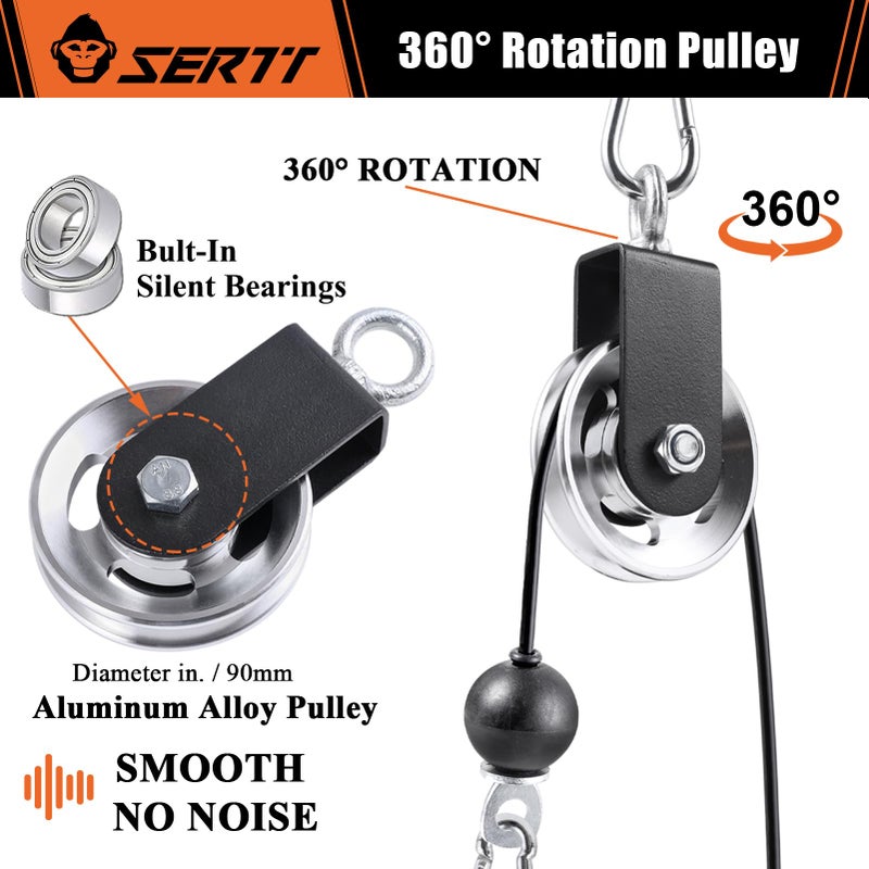 SERTT [1 Pack] Cable Pulley Wheel for Home Gym Pulley System, Upgraded 90mm Aluminium Alloy Gym Pulley for Maximum 660LBS Load - Image 5