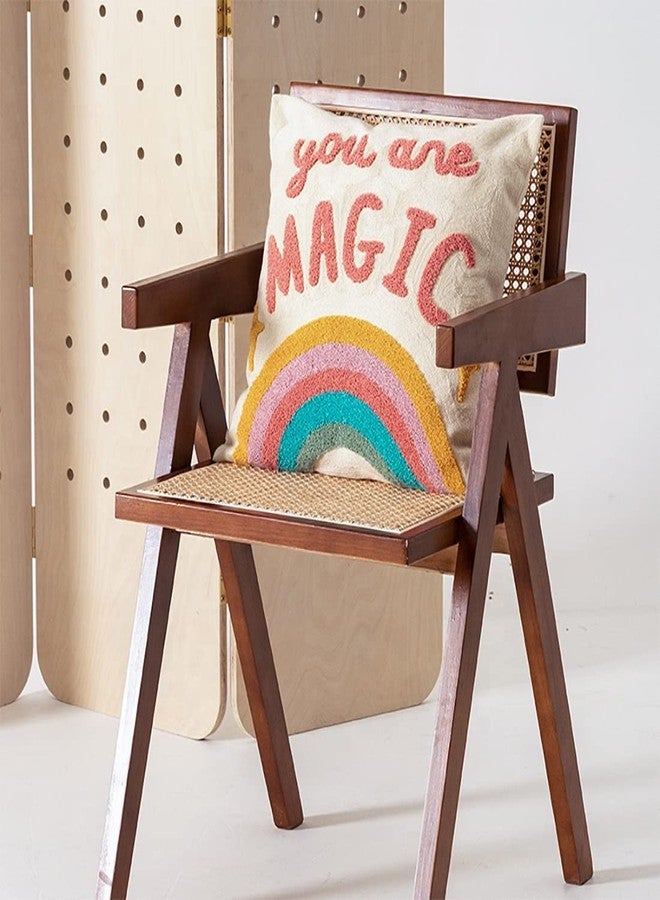 Fennco Styles Embroidered You are Magic Decorative Cotton Throw Pillow Cover 17" W x 17" L - Rainbow Cushion Case for Kids Room, Playroom, Bedroom, Living Room, Nursery, Office Décor - Image 3